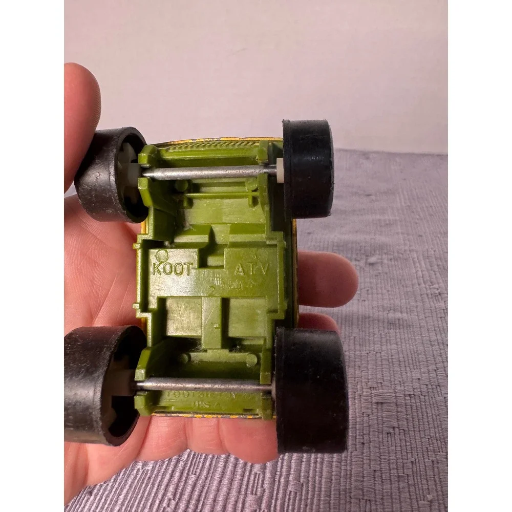 Vintage Tootsietoy Koot ATV Diecast Toy Car Yellow Green USA Made 3 Inch